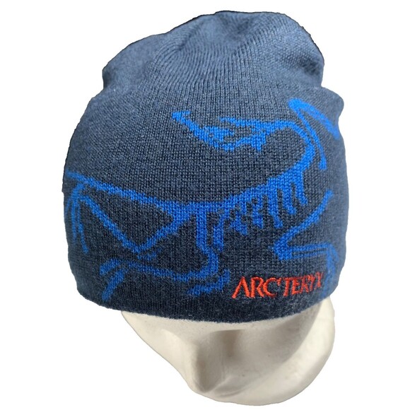 Arc'teryx Bird Head Beanie Toque Adult One Size Blue Knit Wool Acrylic Lined - Picture 1 of 5